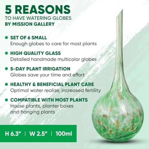 Mission Gallery Plant Watering Globes Set of 4 Small | 100ml Capacity for 5-Day Irrigation thumbnail 8