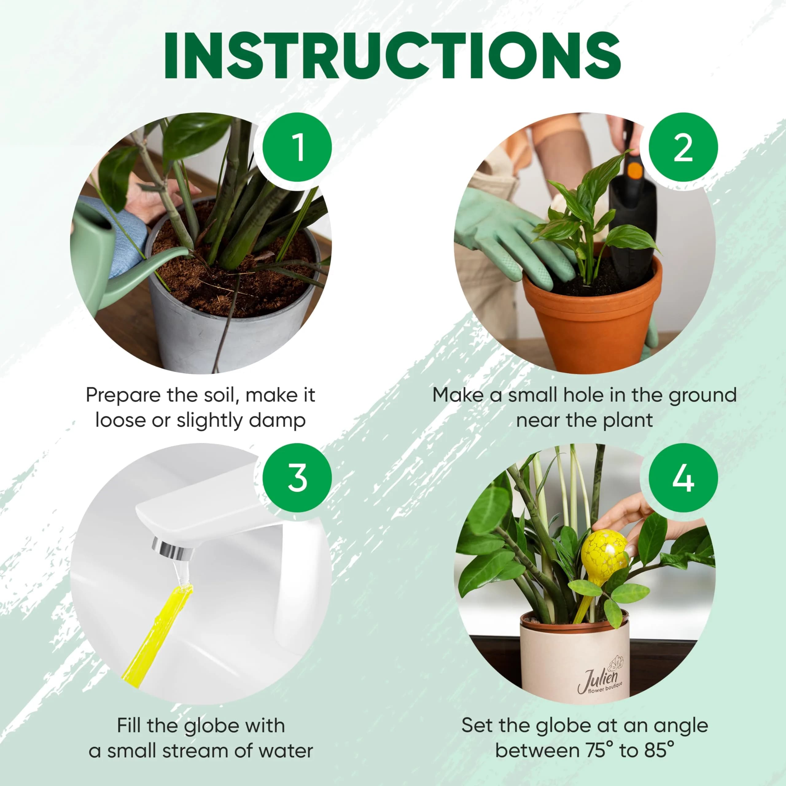 Mission Gallery Glass Plant Watering Globes Set of 4, Large 200ml | Automatic Irrigation for Indoor & Outdoor Plants - view 6