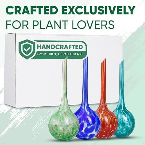 Mission Gallery Glass Plant Watering Globes Set of 4, Large 200ml | Automatic Irrigation for Indoor & Outdoor Plants thumbnail 9