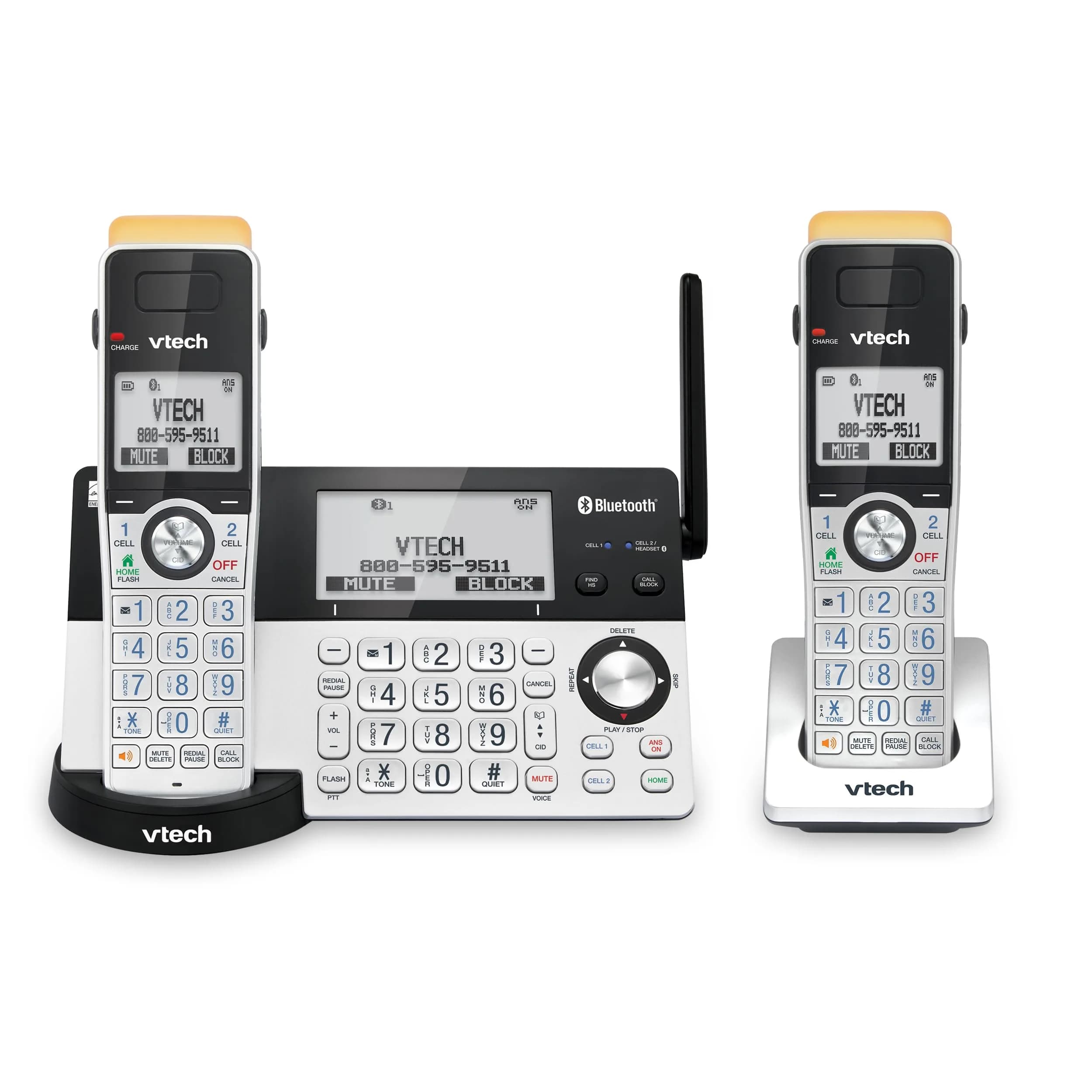 VTech IS8151-2 Super Long Range 2 Handset Cordless Phone | DECT 6.0, Bluetooth, Call Blocker, Answering Machine — 2 Handsets