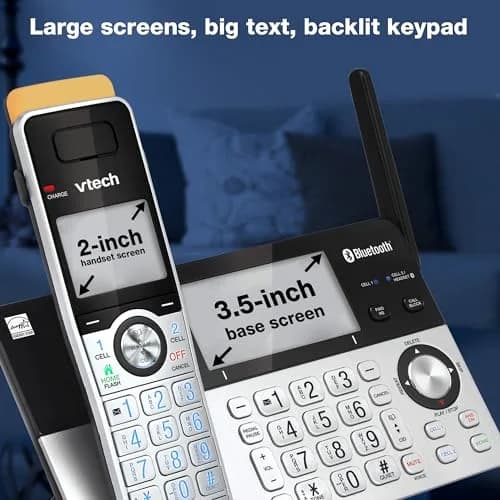 VTech IS8151-2 Super Long Range 2 Handset Cordless Phone | DECT 6.0, Bluetooth, Call Blocker, Answering Machine thumbnail 6