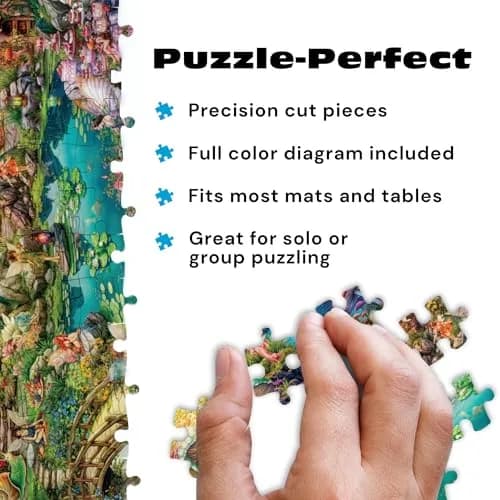 Buffalo Games Aimee Stewart Merry Mushroom Village Picnic 2000 Piece Puzzle | Vibrant Fantasy Scene for Adults thumbnail 4