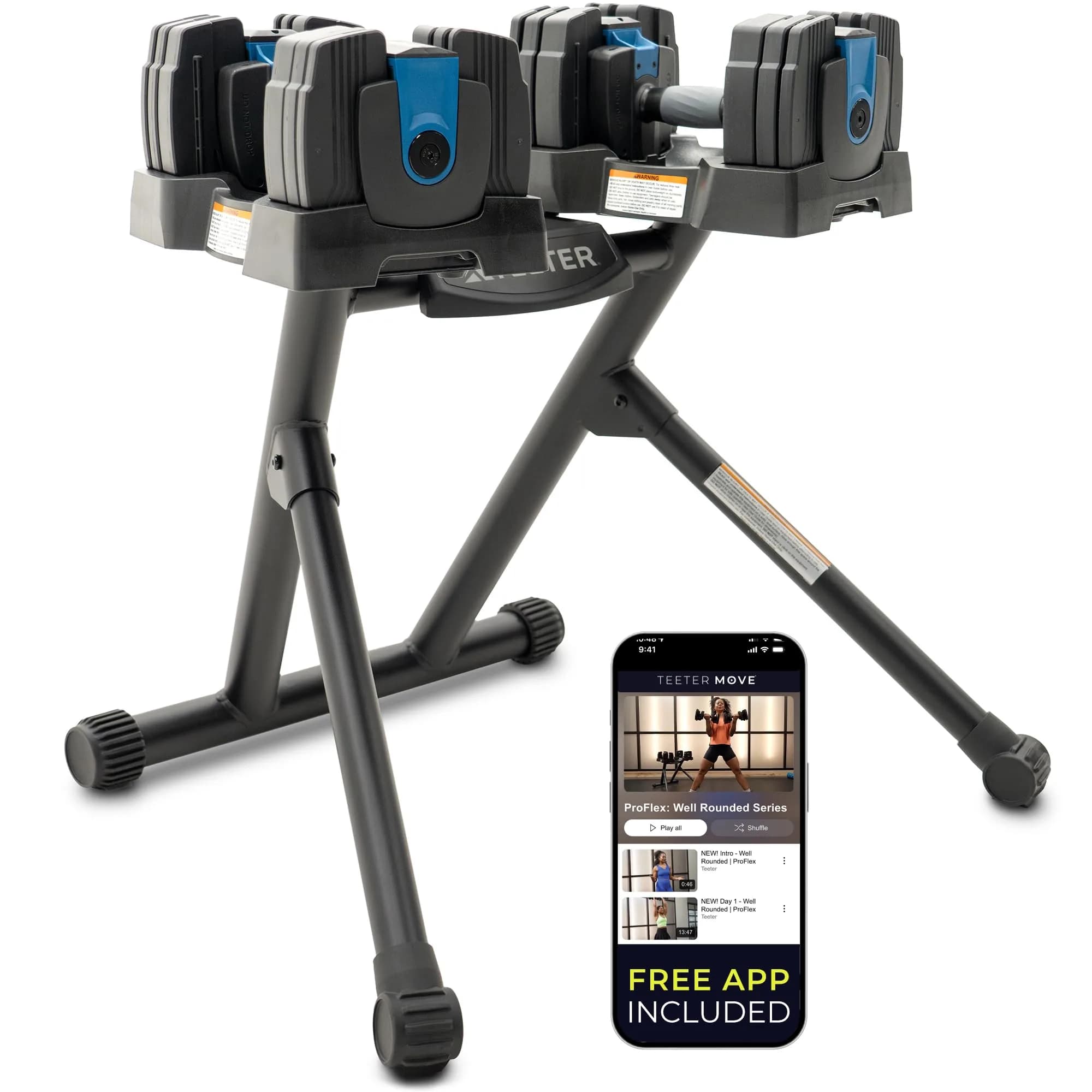 Teeter ProFlex 432 Adjustable Dumbbell Set 4-32lb | Space-Saving Home Gym Equipment
