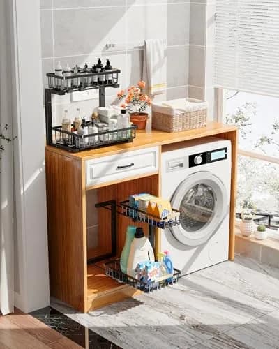 Hahaemall Under Sink Organizer Storage 1 Pack | Sliding 2 Tier Metal Rack for Kitchen & Bathroom thumbnail 7