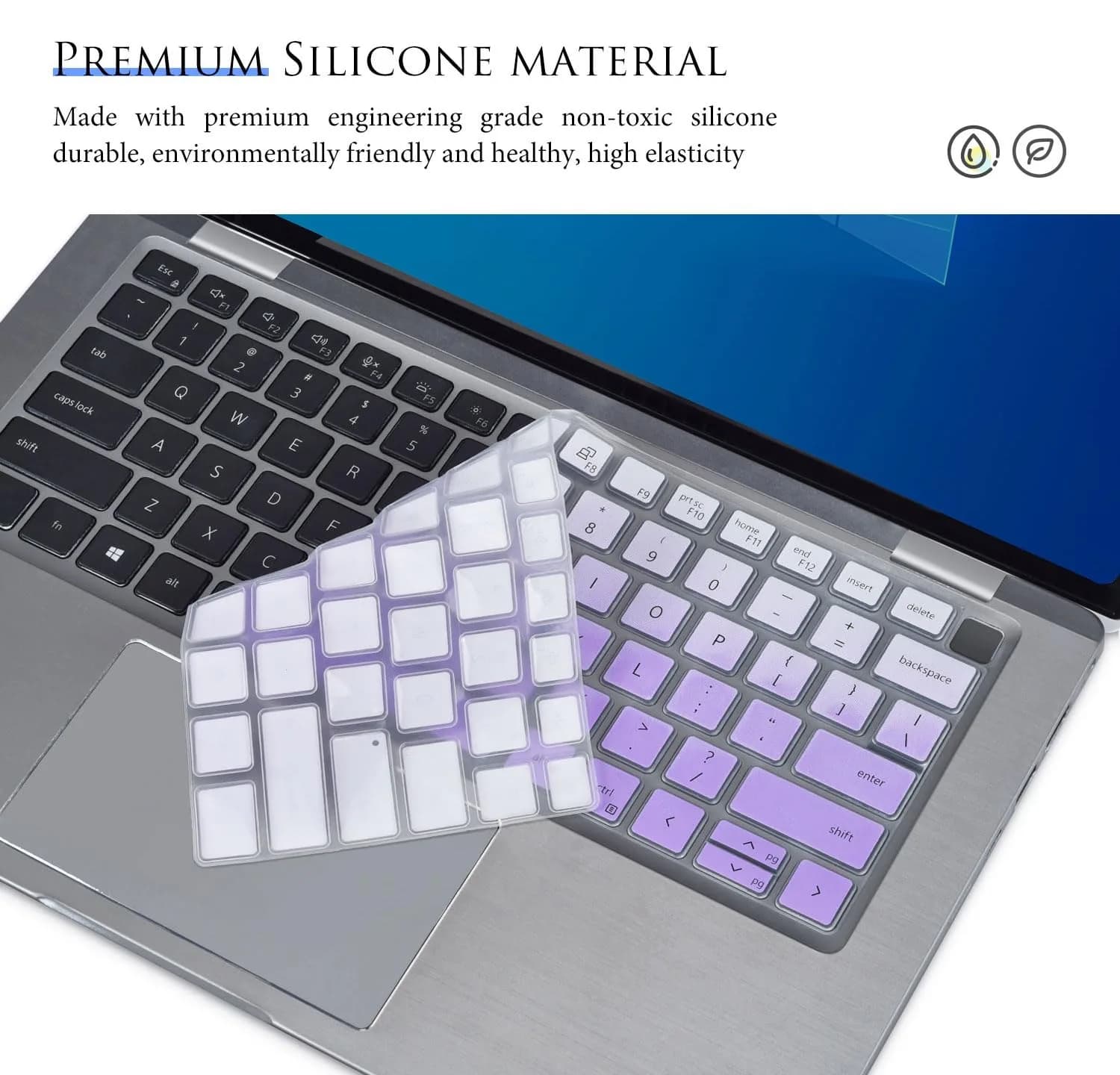 CASEDAO Gradual Purple Silicone Keyboard Skin for Dell Latitude 7440/7430/7420/7410/5440/5431/5430/5420 14" Laptop | US Layout - view 4