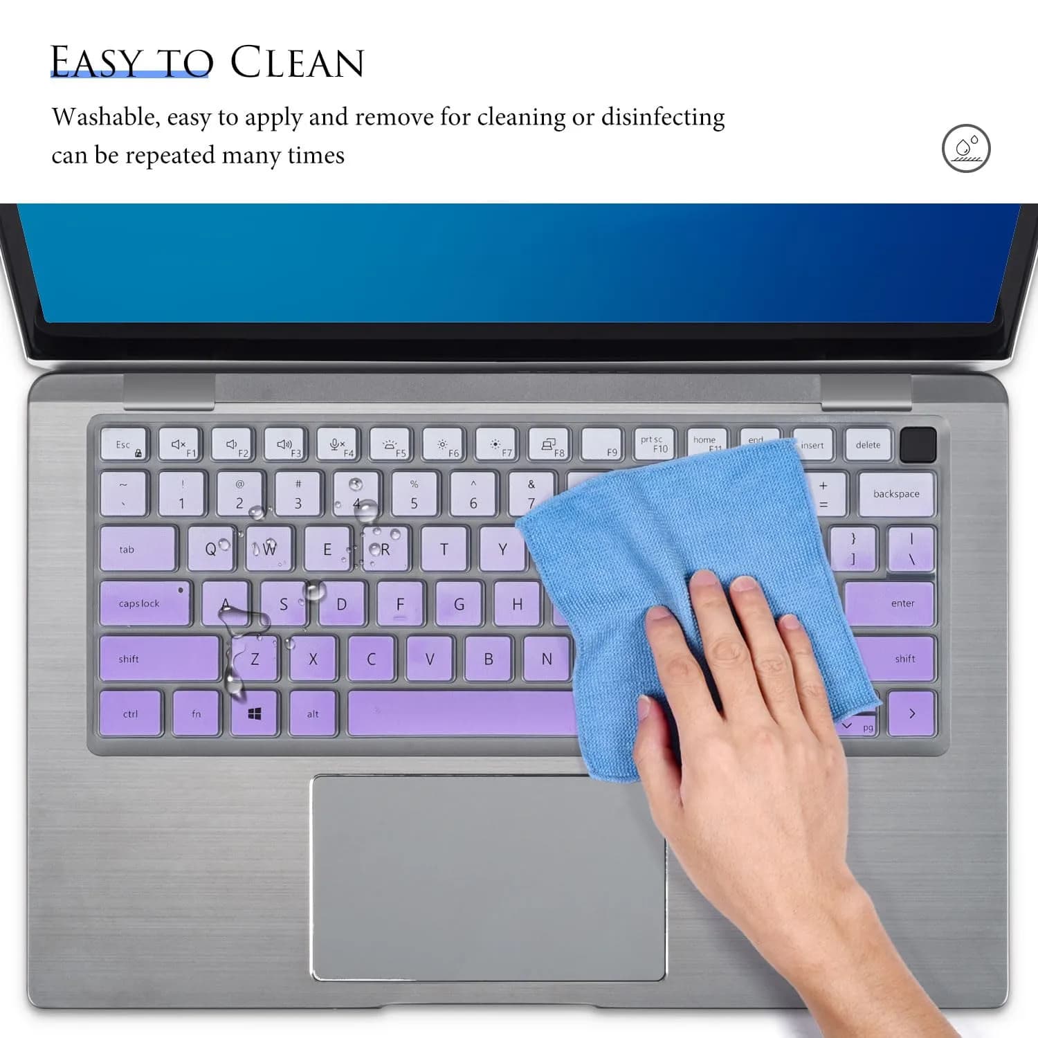 CASEDAO Gradual Purple Silicone Keyboard Skin for Dell Latitude 7440/7430/7420/7410/5440/5431/5430/5420 14" Laptop | US Layout - view 7