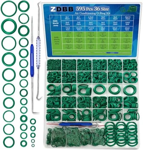 ZDBB 595 Pcs Green Automotive AC O-Ring Kit | Nitrile Rubber (NBR 70) for Car AC, Faucets & Plumbing thumbnail 1