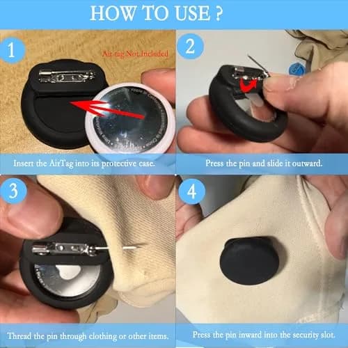 GudCoaks Air Tag Holder for Kids 2 Pack | Hidden GPS Tracker Case with Pin for Airtag Gen 2/1, Silicone Cover for Children, Elderly, Toddler, Backpack, Luggage thumbnail 5