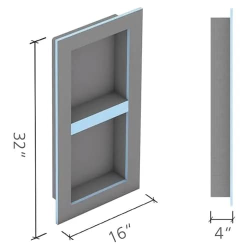 Wedi Shower Niche Set of 1 | 16 in. W x 32 in. H x 4 in. D | Modern Gray thumbnail 2