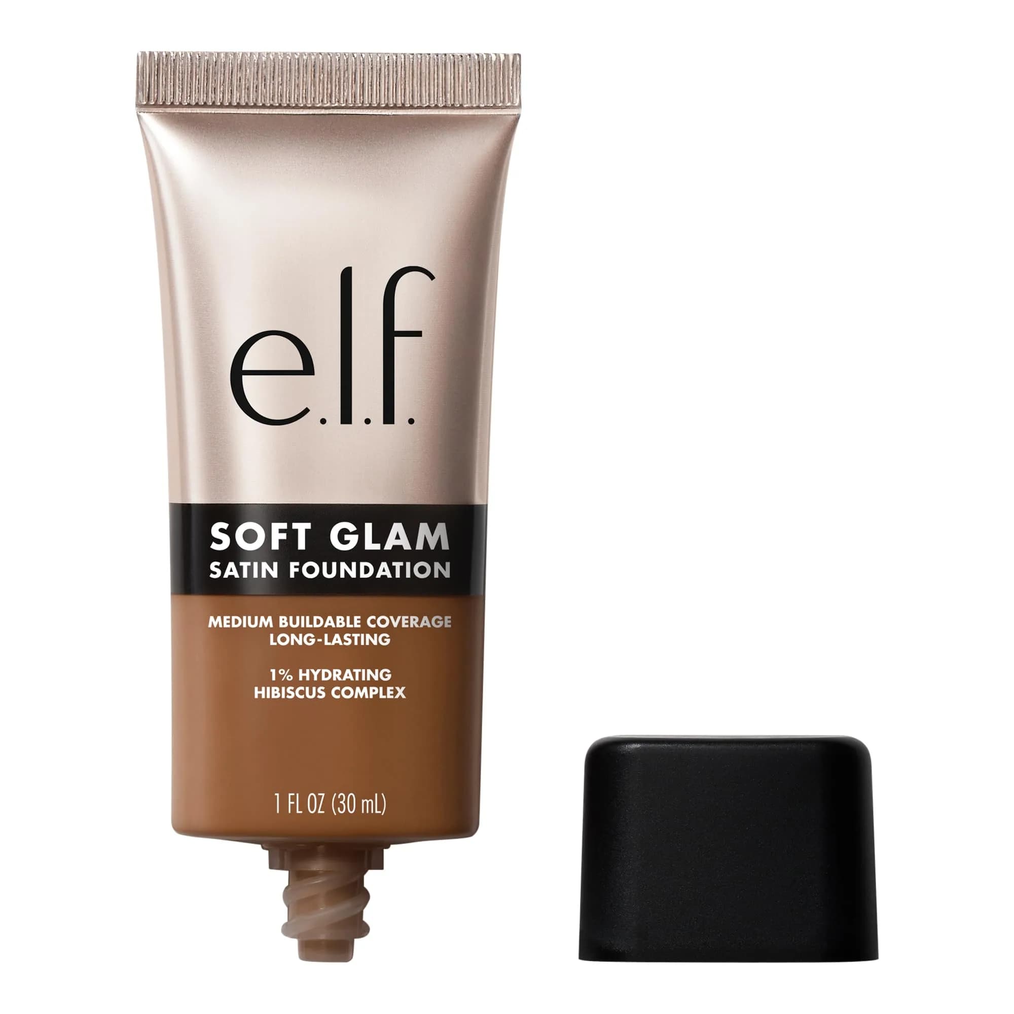e.l.f. Soft Glam Satin Foundation, Medium Coverage, 14 Fair Cool | Long-Lasting, Hydrating, Vegan — 55 Deep Warm
