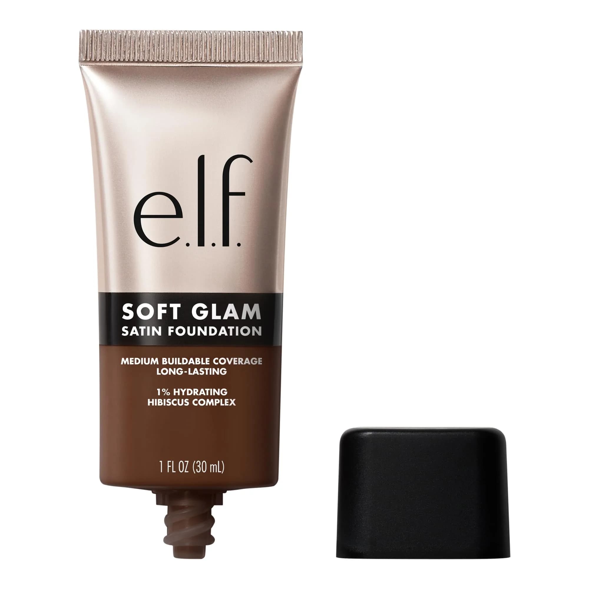 e.l.f. Soft Glam Satin Foundation 29.57 ml (1 Fl Oz) | Medium Coverage, Hydrating Hibiscus Complex — 61 Rich Cool