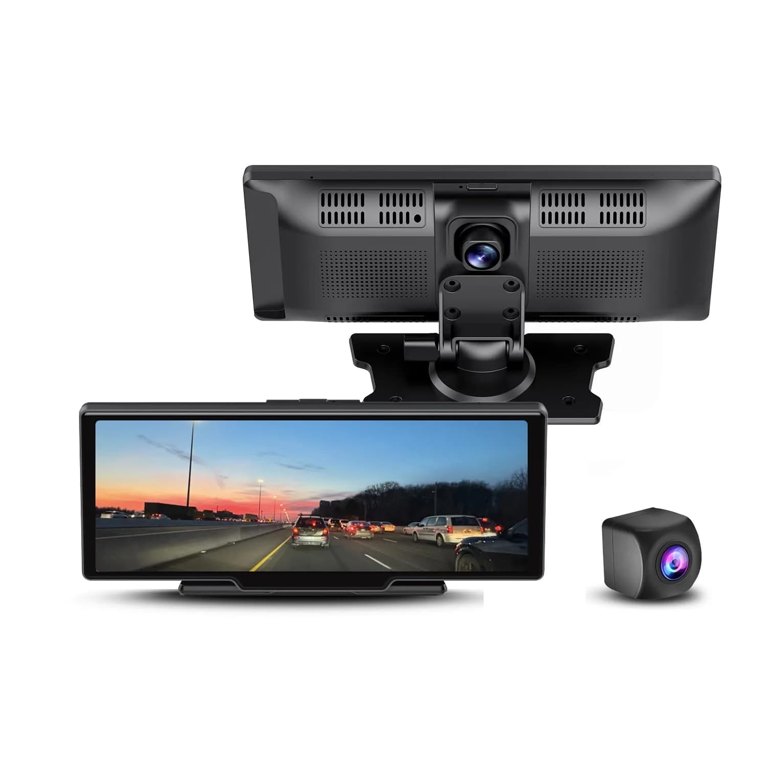 myGEKOgear Orbit C120 10.26" Infotainment Display with Dash Cam and Backup Cam | Wireless Apple CarPlay & Android Auto, 1080p Dashcams