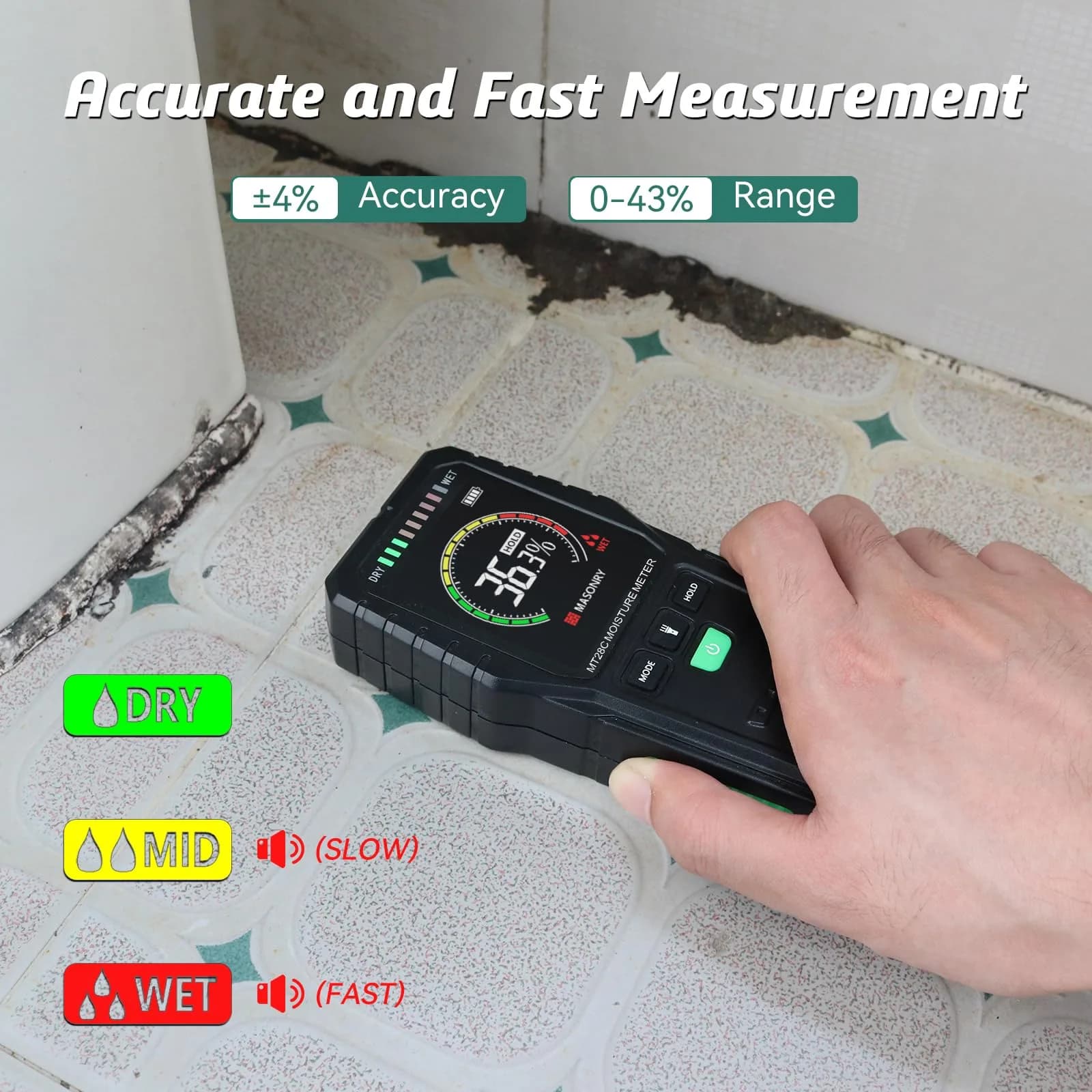 RDINSCOS Pinless Moisture Meter for Walls & Floors | 19mm Deep Detection - view 2