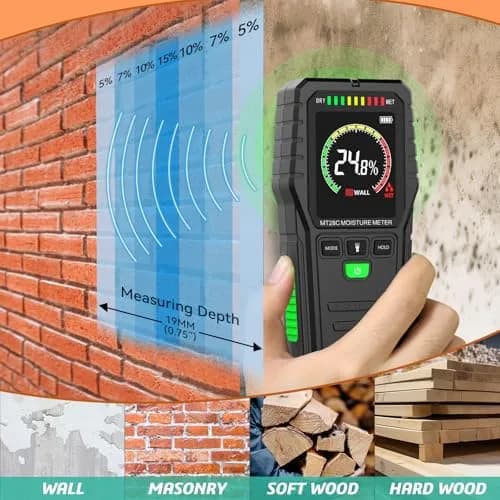 RDINSCOS Pinless Moisture Meter for Walls & Floors | 19mm Deep Detection thumbnail 3