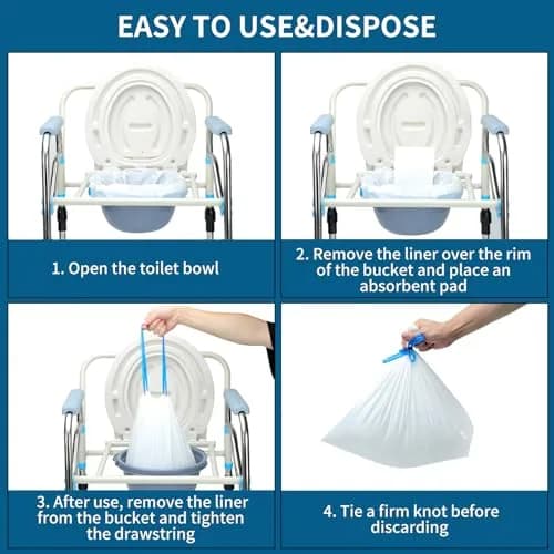 Sameky Commode Liners with Absorbent Pads 100 Bags + 100 Pads | 35 oz Capacity thumbnail 2