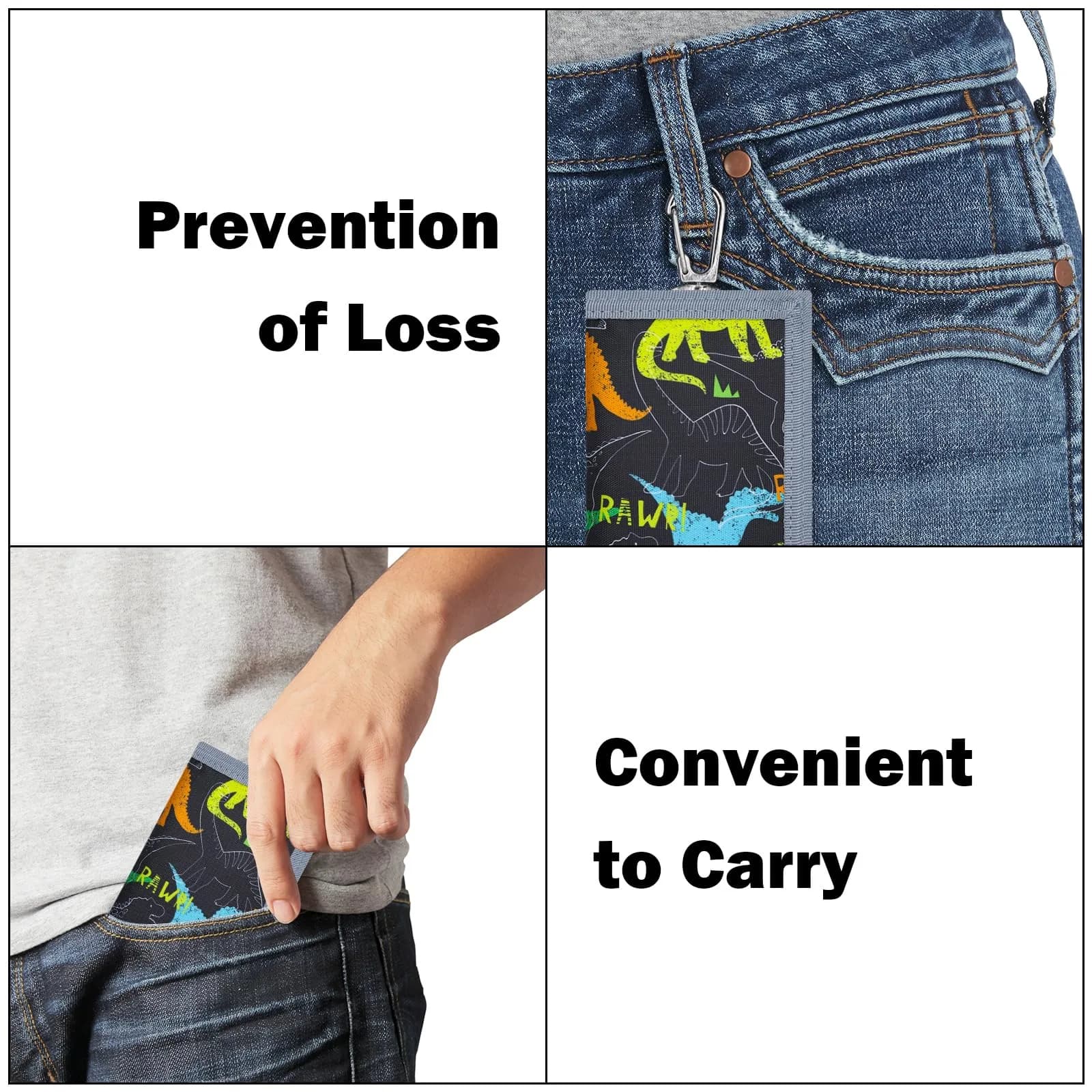 AI-DEE RFID Trifold Canvas Outdoor Sports Wallet for Kids - RAW | Durable Hook & Loop Closure - view 4