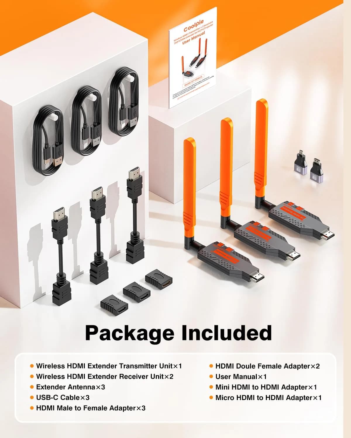Coolpie Wireless HDMI Transmitter and Receiver Kit 1TX-2RX | 1080p HD Output, 350ft Long Range - view 9