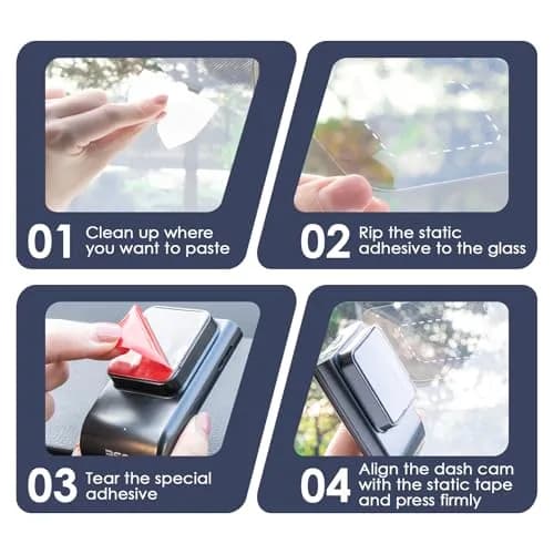 GUGUMO Dash Cam Windshield Sticker Kit 8-Pack | Static Cling Applicator for Secure Mounting & Scratch-Free Windshields thumbnail 4