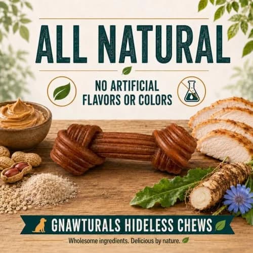 Gnawturals Rawhide Free Dog Chews | Ribbed Bones | for Large - Extra Large Dogs | Pumpkin, Psyllium Husk & Chicory Root (2 Bones, Chicken) thumbnail 4