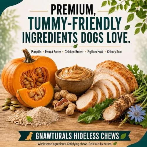 Gnawturals Rawhide Free Dog Chews | Ribbed Bones | for Large - Extra Large Dogs | Pumpkin, Psyllium Husk & Chicory Root (2 Bones, Chicken) thumbnail 2