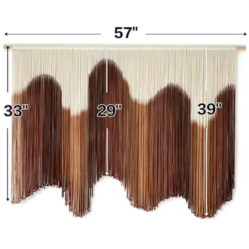 IOWER Macrame Wall Hanging Brown Hand-Dyed Ombre Fiber Art Tapestry 99.06 cm (39") L x 144.78 cm (57") W | Boho Style thumbnail 4