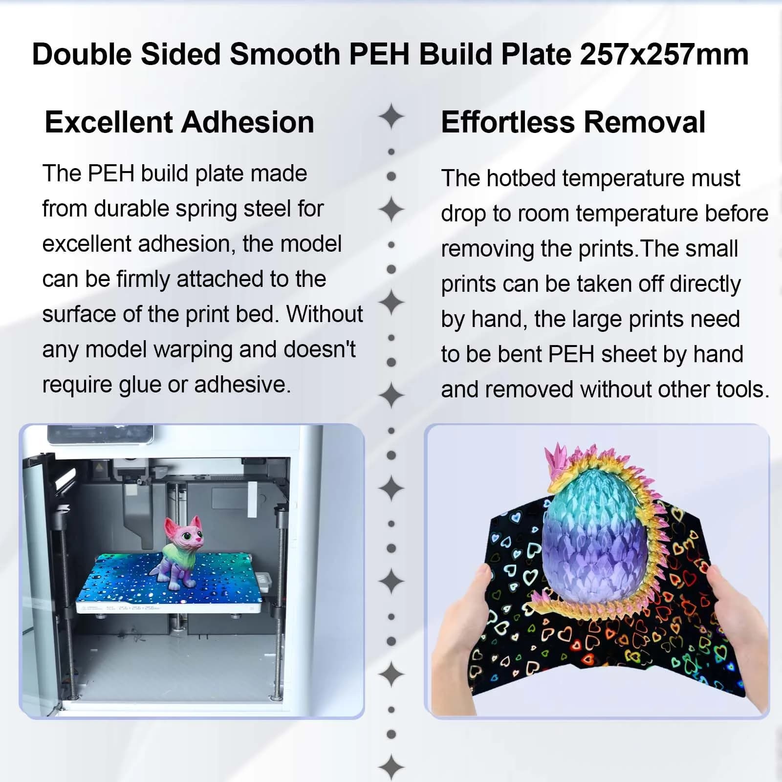 IdeaFormer-3D PEH Build Plate for Bambu Lab X1/X1C/X1E/A1/P1P/P1S/P2S/X2D 256x256mm | Double Sided Smooth Holographic Print Plate - view 6
