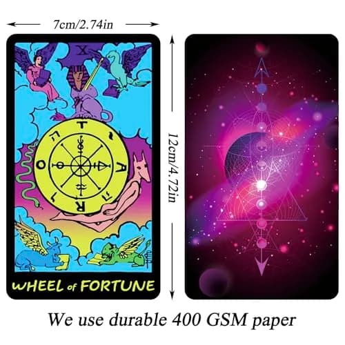 Jrskvaro Colorful Neon Tarot Cards Deck with Guidebook for Beginners | 78 Classic Cards & Meanings thumbnail 2