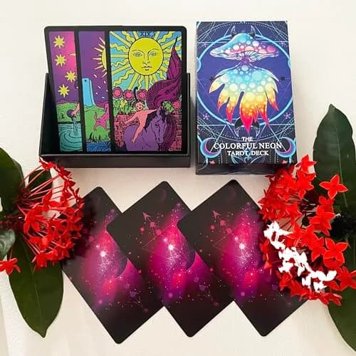Jrskvaro Colorful Neon Tarot Cards Deck with Guidebook for Beginners | 78 Classic Cards & Meanings thumbnail 3