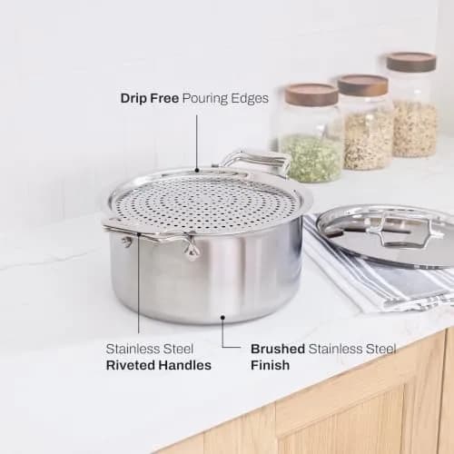 All-Clad D5 Stainless 8 Qt Stockpot & Splatter Screen | Made in USA, Even Heating, Durable, Induction Safe thumbnail 4