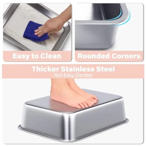 Holintan Stainless Steel Litter Box for Kitten, Small | Easy Entry, Odor-Free, Durable Metal thumbnail 5