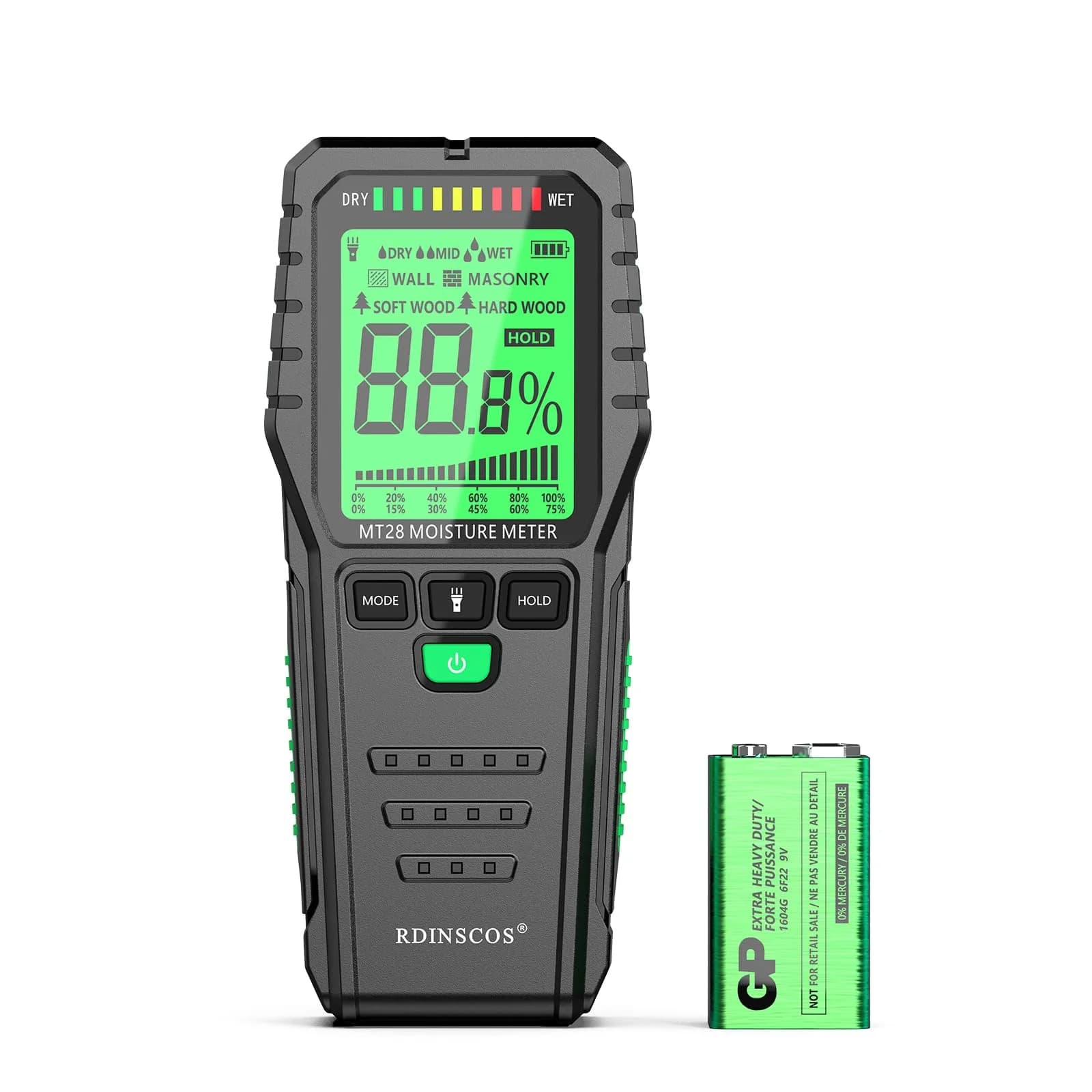 RDINSCOS Pinless Moisture Meter for Walls and Wood | Non-Invasive Digital Moisture Tester for Home Inspectors, Contractors, and DIYers - main product image