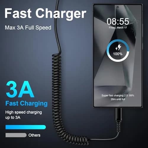 Flecom USB C Cable 5FT Fast Charging & Data Transfer for Samsung Galaxy & Android Auto thumbnail 2