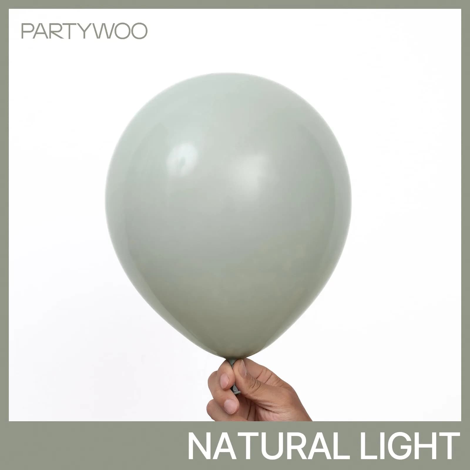 PartyWoo Dusty Green Balloons 140pcs Assorted Sizes (18, 12, 10, 5 Inch) | Boho Neutral Balloon Arch Kit for Jungle Woodland Theme Birthday Party Decorations - view 3