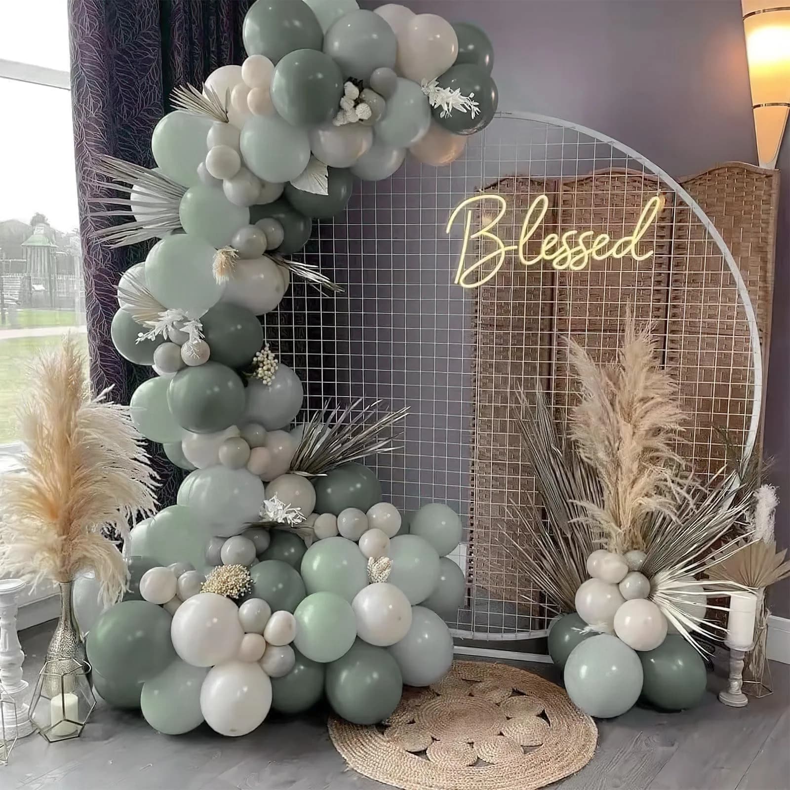 PartyWoo Dusty Green Balloons 140pcs Assorted Sizes (18, 12, 10, 5 Inch) | Boho Neutral Balloon Arch Kit for Jungle Woodland Theme Birthday Party Decorations - view 6