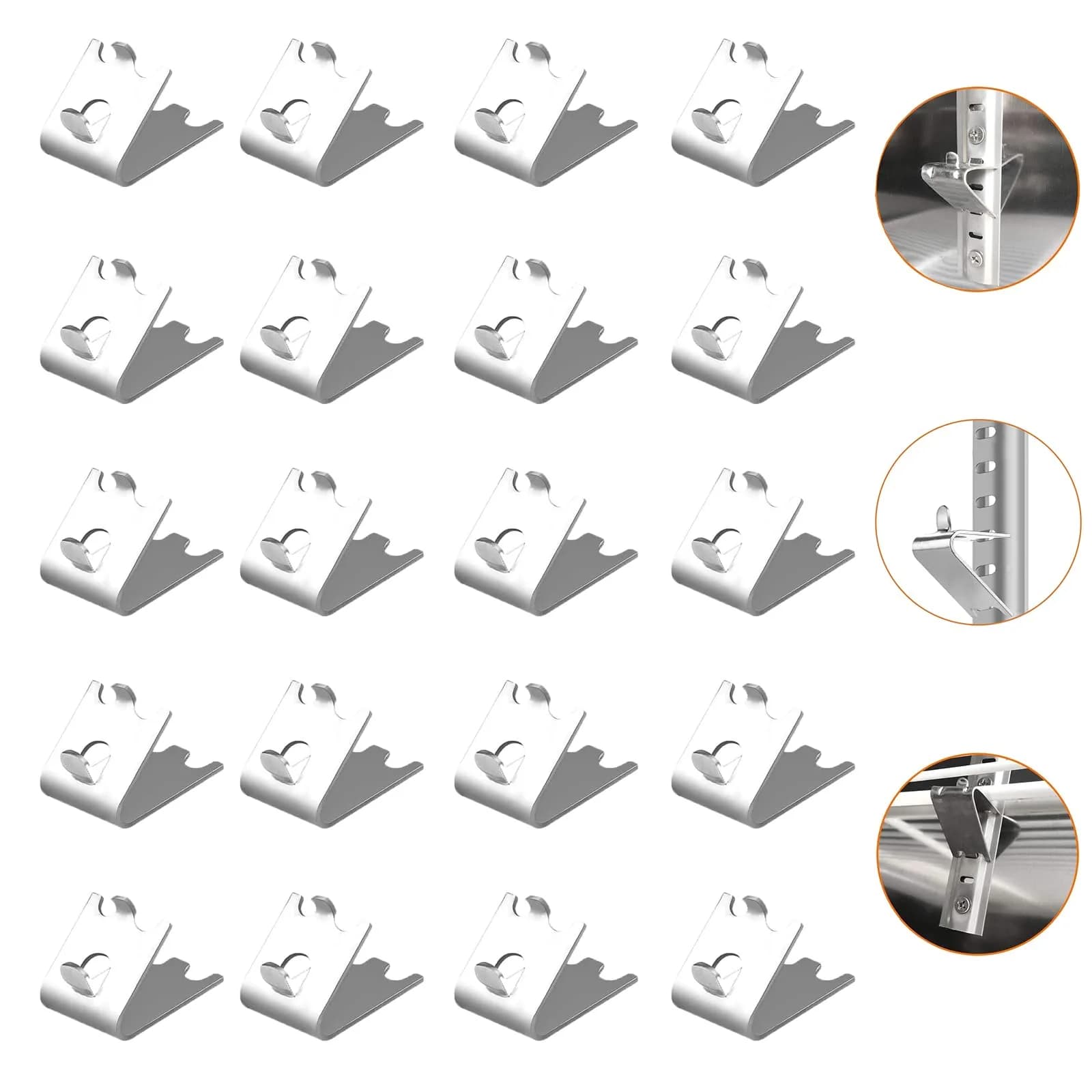 LOONGYOON 20 Pack Freezer Shelf Clips 28mm (1.10") | Stainless Steel Fridge Cooler Shelf Support Clips — ‎stainless Steel
