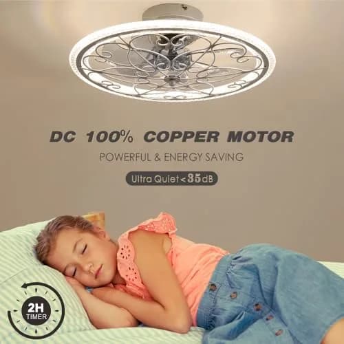 lifeholder Low Profile Ceiling Fan with Lights Remote 20" Silver | Dimmable & Quiet Ceiling Fan thumbnail 6
