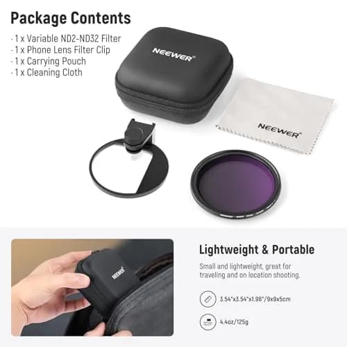 NEEWER 67mm Variable ND Filter Kit with Cold Shoe Phone Clip, ND2-32 (1-5 Stops) for iPhone 17-13 Pro Max Android Samsung Galaxy S24-S22 Ultra, 67mm Threaded Adapter Ring thumbnail 9
