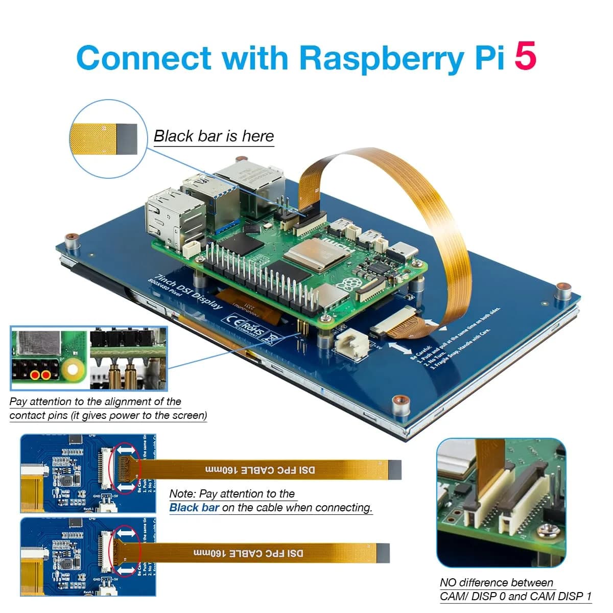 Hosyond 7 Inch Touchscreen IPS DSI Display 17.8 cm (7 Inch) | MIPI DSI Interface for Raspberry Pi 5/4/3 - view 6