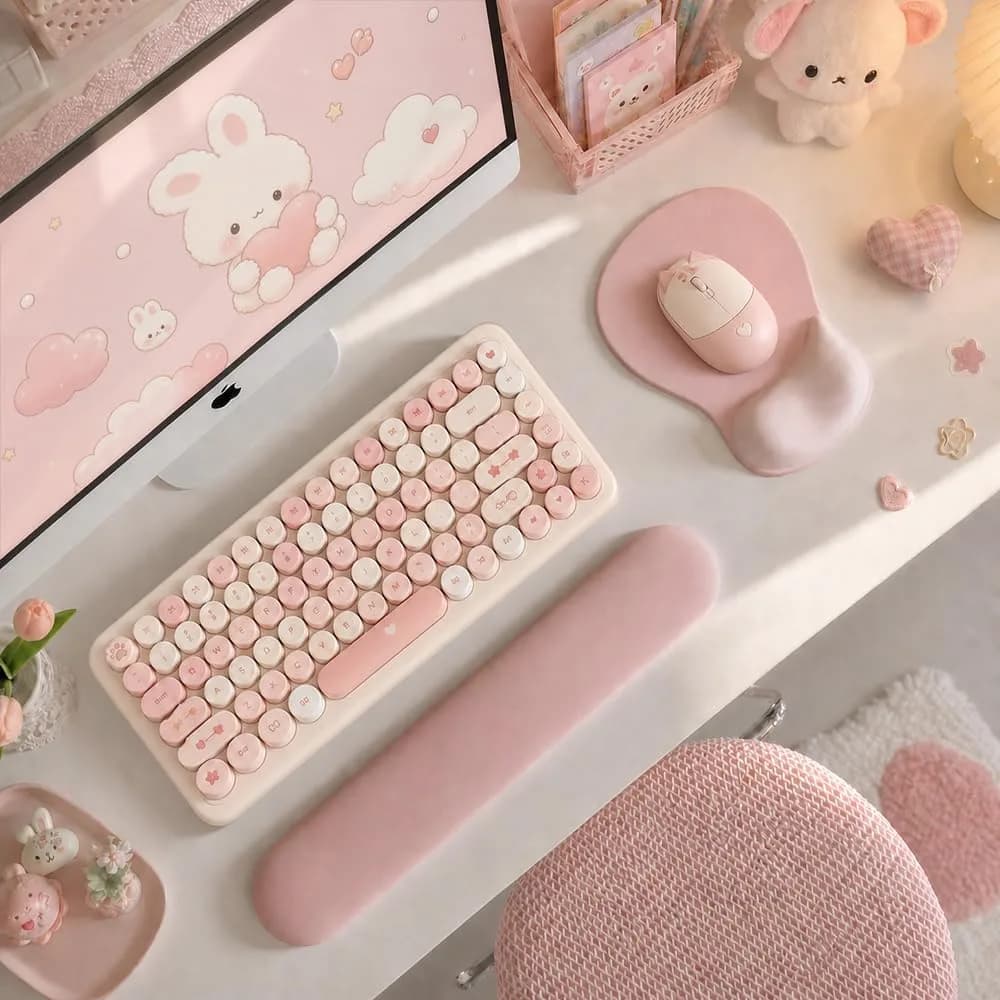 DEMON CHEST ErgoComfort Gel Wrist Rest Mouse Pad & Keyboard Wrist Rest Set - 02Pink Serenity | Ergonomic Support for Long Work Sessions - view 2