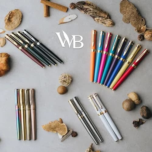 Wordsworth & Black Luxury Fountain Pen Set with Broad Nib | German Iridium Nib, Brass Body, 24 Ink Cartridges thumbnail 8