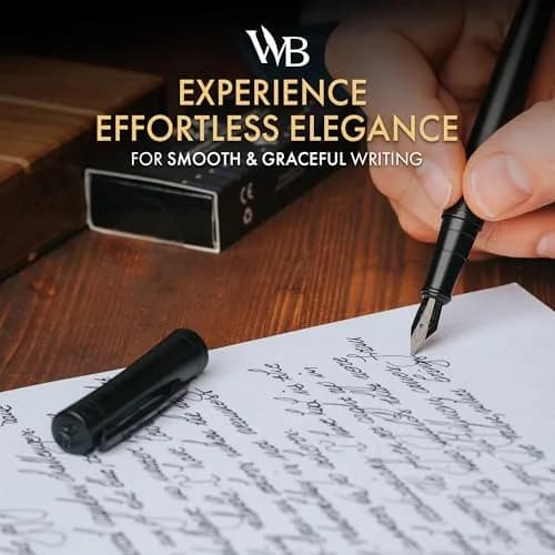Wordsworth & Black Luxury Fountain Pen Set with Broad Nib | German Iridium Nib, Brass Body, 24 Ink Cartridges thumbnail 2