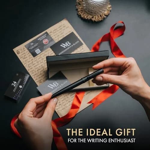 Wordsworth & Black Luxury Fountain Pen Set with Broad Nib | German Iridium Nib, Brass Body, 24 Ink Cartridges thumbnail 3