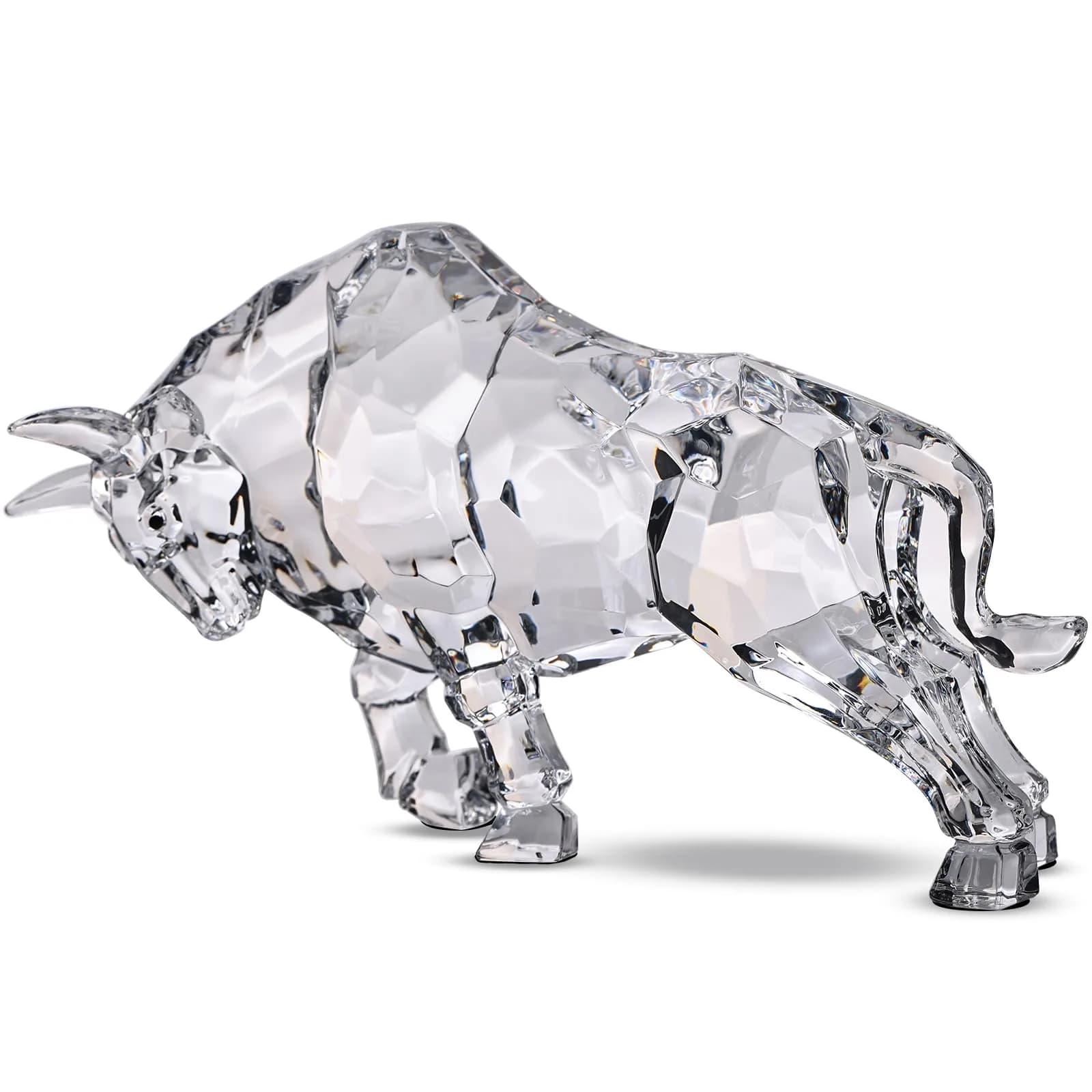 VylbCove White Figurine 8.77in Acrylic Wall Street Bull Sculpture | Prosperity & Strength Decor — White