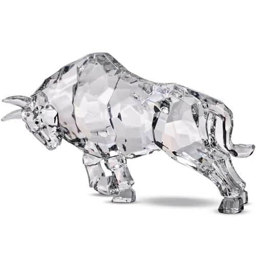 VylbCove White Figurine 8.77in Acrylic Wall Street Bull Sculpture | Prosperity & Strength Decor thumbnail 1