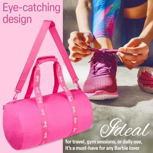 Barbie Duffle Bag Sports Kids Teens Women Dance or Gym Bag Durable Overnight Weekend Bag Travel Holiday with Zipped Pockets thumbnail 5