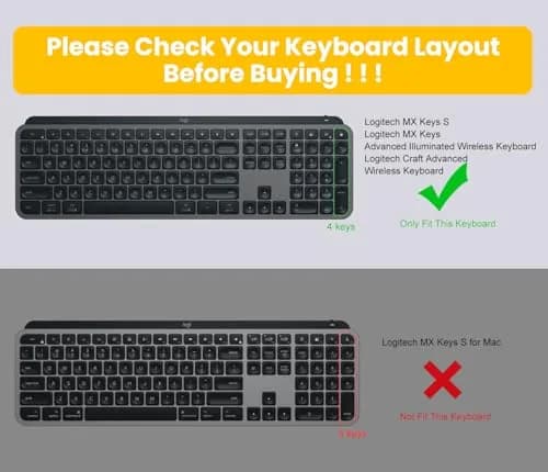 DAMMOMKO Keyboard Cover Skin for Logitech MX Keys S & MX Keys Wireless Keyboard | Ultra Thin Silicone thumbnail 2