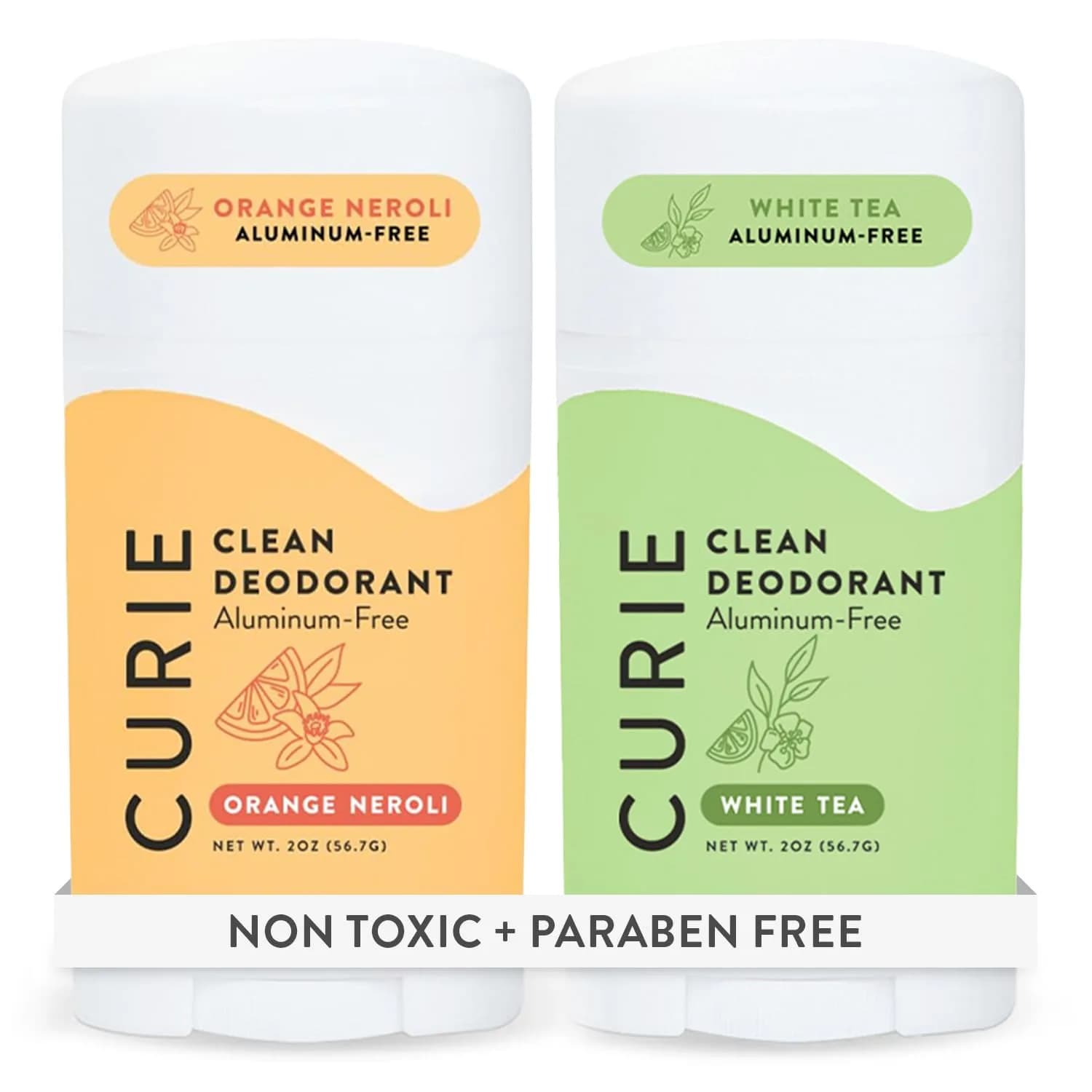 Curie Natural Deodorant for Women - Orange Neroli + White Tea | Aluminum Free, Vegan, Paraben Free, 2pk