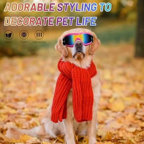NVTED Pink Dog Sunglasses Goggles for Medium Large Dogs | UV Wind Protection thumbnail 4