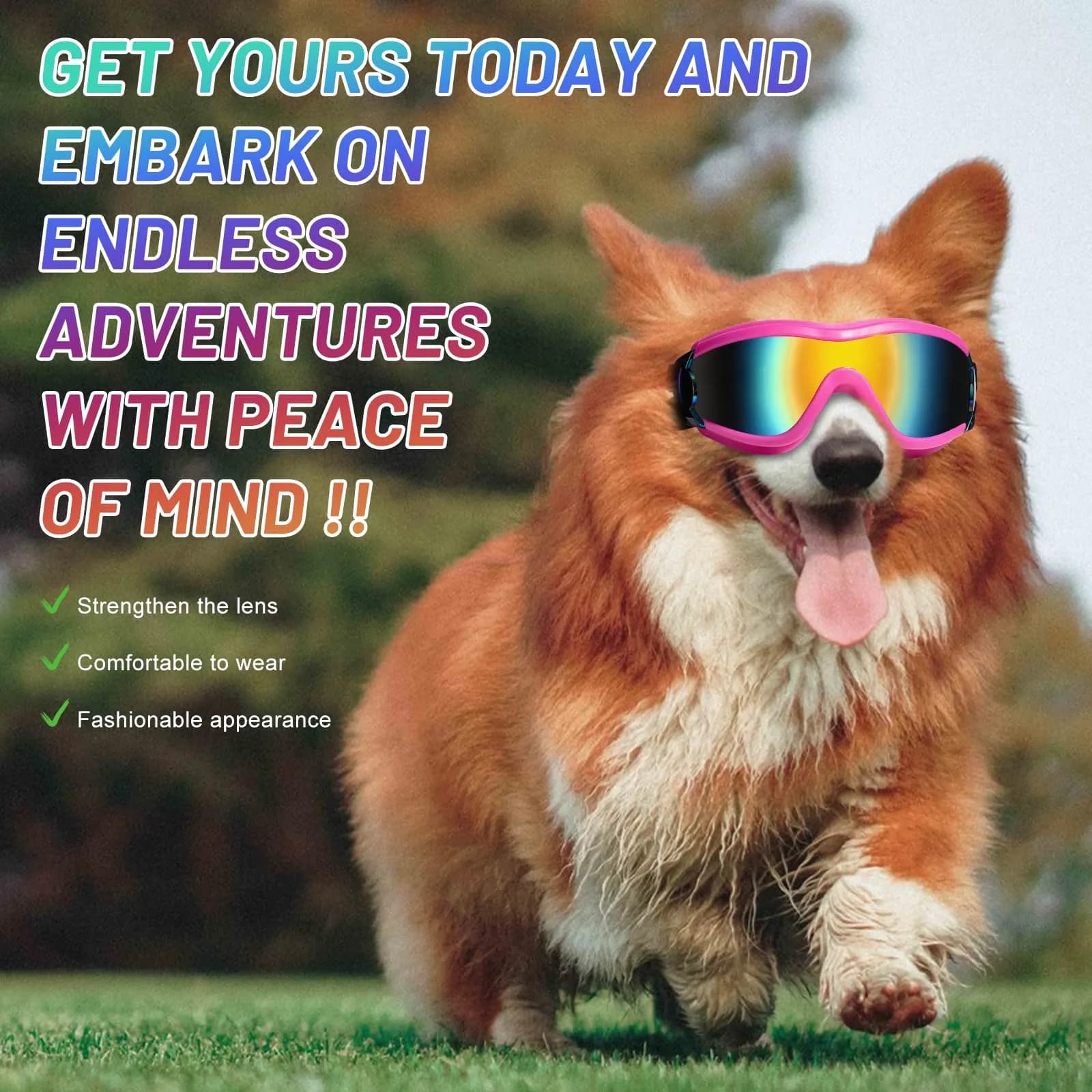 NVTED Pink Dog Sunglasses Goggles for Medium Large Dogs | UV Wind Protection - view 6
