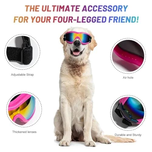NVTED Pink Dog Sunglasses Goggles for Medium Large Dogs | UV Wind Protection thumbnail 3